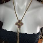 Amethyst Vintage 12K Yellow Gold Filled Boho Color Stone Slider Necklace Photo 0