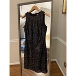 Belle Badgley Mischka Dress Women 4 Sequin Sheath High Neck Formal Wedding Photo 1