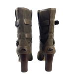 Coach  Alexandra Fatigue Green Suede Midcalf Buckle Heel Bootie Boots Size 8 Photo 9