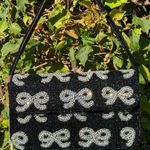NWT Viral Bow Black Silver White Rhinestone Beaded Bag Made in India Handcrafted Photo 0