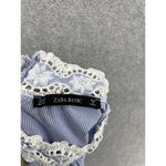 ZARA  Women's Blouse Sleeveless Crochet Neck Size XS Blue Striped High Neck Photo 2