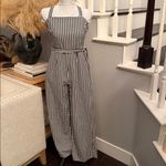 Francesca’s Blue Rain Gingham Plaid Jumpsuit Black White Size Medium Photo 1
