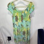Maggy L Smocked Floral Dress Size 12 Green‎ Yellow White Cute Sheer Green Photo 2
