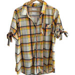 New York Laundry  Size 2X plaid button-down shirt with short, tie-tab sleeves. Photo 0