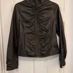 Black Rivet Vintage Like New  Ruched Front Leather Jacket Photo 0