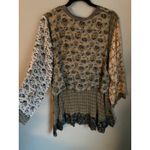 Nothing Matches Patchwork Floral Button Oversized Tunic Top Medium Boho Scandi Tan Photo 7