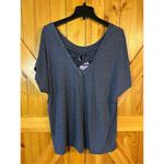 cj banks  1X Shirt Top Navy Blue Back V Lace Up Short Sleeve nwt (0762) Photo 2