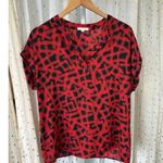 Pleione Nordstrom Women's Allover Graphic Pullover Split Neck Hi-Lo Blouse L Photo 1