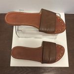 Abound  Brown Leather Slide Sandals Minimalist Design Photo 1