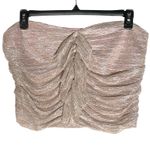 Anthropologie  MAEVE Women’s Pink Metallic Ruffle Front Tube Top XL Photo 3