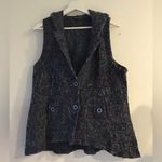 For Cynthia  Wool Blend Blue Multi Color Button Front Hooded Vest Size Large Photo 0