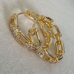 Gold Filled U Link Chain Hoop Earrings with CZ Photo 0