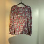 Talbots  WOMENS LIGHT SWEATER GARDEN MEDALLION LONG SLEEVE PINK BLUE‎ SIZE 3XL Photo 1