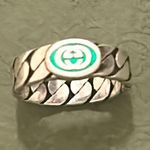 Gucci Sterling Silver Interlocking Curb Chain Ring Photo 7