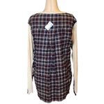 Pete Cream Front Plaid Back Slub Cotton Top M Blue Size M Photo 1