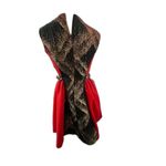 Womens Red Holiday fit flare Dress XS gold shimmy belted holiday edgy punk New Photo 1