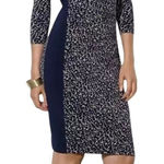 Ralph Lauren Sheath Dress Navy Tan Sz 10 Petite Business Casual Workwear Office Photo 0