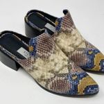 Steven New York Mules Womens 7 Leather Snakeskin Deandra Slip On Bright New Purple Photo 0