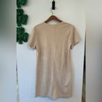 209wst38 Midi Tan Suede Like Pocket Dress Women’s Size Small Modern Classic Chic Photo 5