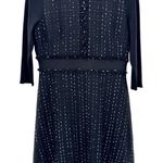 Ports Metallic Black Silver Tweed Knit Long Sleeve Wool Blend Dress‎ Size 8 Work Photo 0