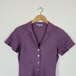 Madewell  Kacie Mini Shirtdress Linen Blend Pearl Buttons in Antique Purple Photo 5