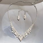 Bridal Wedding Jewelry Set Crystal Bridesmaid Party Necklace Drop Earrings Silver Photo 0