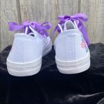 Custom White Sneakers with Purple Laces Floral Design Mrs. Cuevas Size 39 (US 8) Photo 6