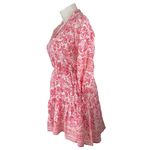 ZARA NEW  Womens Pink White Floral Collar 3/4 Sleeve A-Line Mini Shirt Dress XL Photo 2