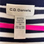 Cathy Daniels  Navy & White Nautical Stripe Floral Sequin 1/2 Sleeve Sweater 2X Photo 3