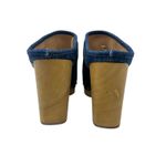 Veronica Beard  Dacey Denim Clogs Heels‎ Studded Buckle Wood Blue Size 9.5 Photo 9