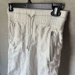 Athleta Women's White Cabo Linen Wide-Leg Linen Pants Size 4 Cropped Raw Hem Photo 2