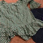 Beach lunch lounge green plaid blouse small Photo 2
