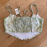 Kendall + Kylie Pacsun - Tie Front Swirl Print Corset Crop Top in Green and Whit Photo 3