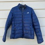 New Balance Puffer Jacket Womens Medium Navy Blue Quilted Lightweight Athleisure Photo 0