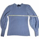 New York & Company Light Blue Knit Sweater, Puff Sleeves Sz Medium Photo 2