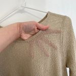 Umgee Gold / Tan Open Weave Knit Asymmetrical Sharkbite Hem 3/4 Sleeve Tunic Top Photo 4