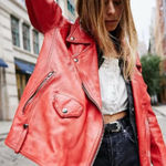 Free People NWT  Jealousy Leather Moto Jacket in Flame Photo 0