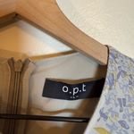 O.P.T One Pretty Time Floral Chiffon Ruched‎ Puff Sleeve Dress Blue Size L Photo 4