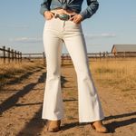 Wish List Jeans White Flare Leg High Waist Denim Pants Size M Photo 8