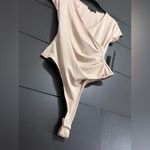 Almost Famous  Champaign Silky Short Sleeve 1 Piece Bodysuit Women’s Sz S NWT Photo 3