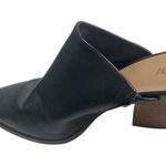 Abound  Pointed Toe Black Leather Mules 7.5M Block Heel Slip-On Photo 0