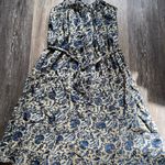 Natural Life Cotton Boho Cottagecore Earth Tone Blue Cream Midi Dress Medium Photo 6