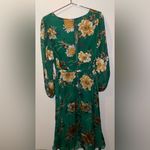 Alice + Olivia  CoCo Plunging V-neck midi Dress in green yellow multi size 6 Photo 6