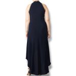 Monique Lhuillier Women’s Navy Love No One High Low Crepe Gown Size 14 Photo 3