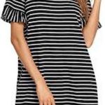 SheIn  Striped Ruffle Sleeve Dress Black White Size Small Photo 0