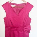 London Times  Fuschia Sleeveless Midi Satin Fitted Dress Photo 1
