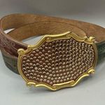 VTG Streets Ahead Belt M Rhinestone Tooled Leather Multicolor Western Artsy 90s Gold Photo 0