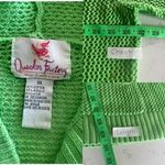 Quacker Factory Quaker Factory  3X Lime Green Open-Knit Zip Cardigan Sweater Jacket Sequins Hood Photo 4