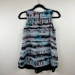 Japna  Tie Dye Stripe Chiffon Tank Top Blue Black‎ White Multi Small Flowy Y2K Photo 4