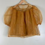 Anna Grace Organza Top Womens S Brown Puff Sleeve Sheer Cottagecore Boho Fairy Photo 3